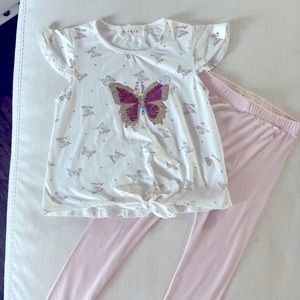 Size 6 little girls butterfly outfit. Soft, stretchy and comfortable!